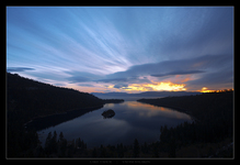 Emerald Bay & Fannette Island on Tahoe Lake. Vol. II. Sunrise.