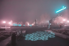 night city in the fog